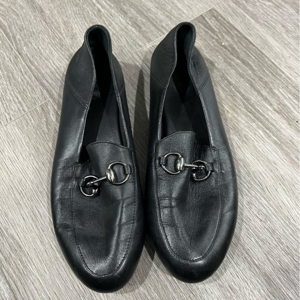 Black Silver Loafers Flats Size 39